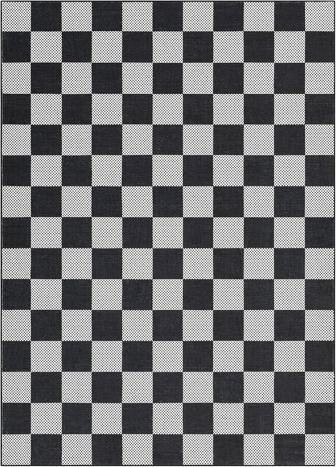GarveeHome Checkered Dark 4x6 Washable Rug Geometric Diamond Dot Modern Soft - Image 4