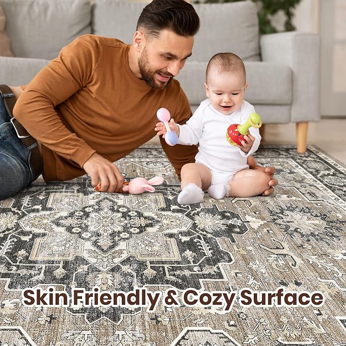 Vintage Living Room Area Rug 5x8 - Image 3