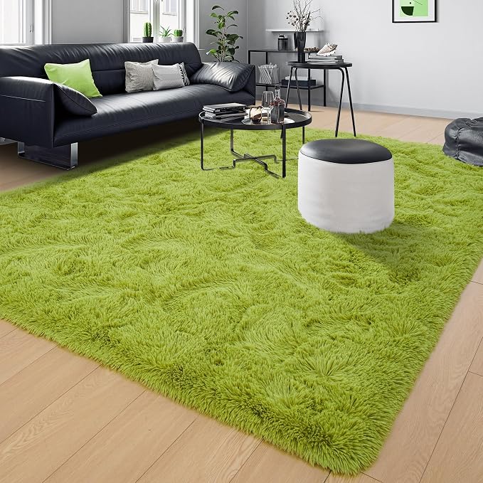 Tepook Fluffy Grass Green Rugs for Living Room Bedroom, 9x12 Soft Area Rug Moss - Image 8