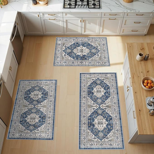 3 Pieces Kitchen Rug Sets: Farmhouse Washable Non-Slip Floor Mat by HYHAOYUNLAI