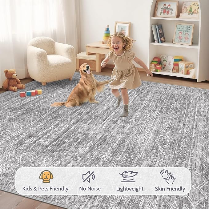 Washable Rug 8x10 Area Rugs: Modern Geometric Rugs - Image 4