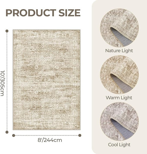 8x10 Area Rugs for Living Room, Non-Slip Backing Large Washable Rug for Nursery - Image 2