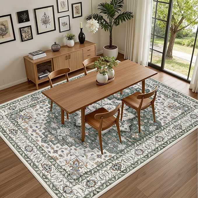 Area Rugs 10x12 Living Room Rug: Washable Rug Soft Vintage Boho Medallion - Image 4