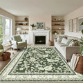 Olive Green Floral Print Area Rugs by BILEEHOME