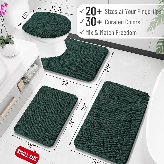 OLANLY Bathroom Rugs 36x24, Extra Soft Absorbent Chenille Bath Rugs, Rubber - Image 3