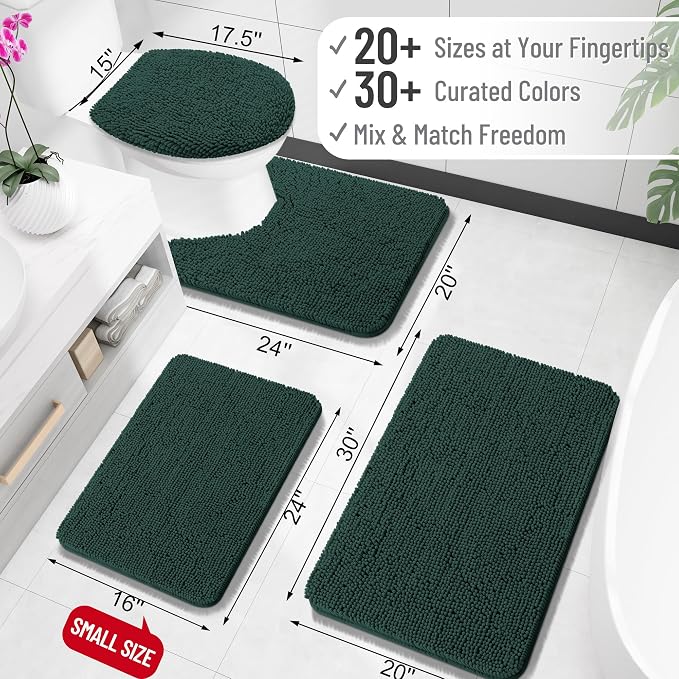 OLANLY Small Bathroom Rugs 24x16, Soft Absorbent Chenille Bath Rugs, Rubber - Image 2