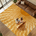 Washable 4x6 Sun Area Rug for Living Room, Retro Brown Sun Modern Boho Large by GOGINNY