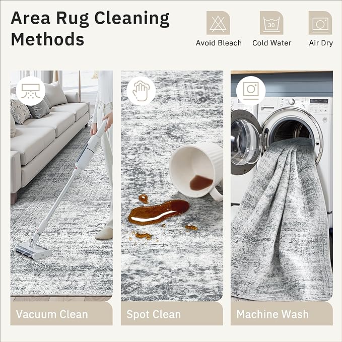 Soalmost Area Rugs 4x6 for Living Room, Vintage Washable Rugs for Dining Room - Image 9