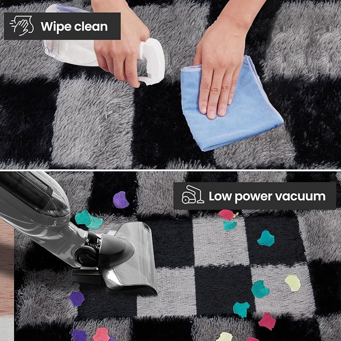 Super Soft Rug for Bedroom, 5x7 Ft Grey and Black Area Rug Classic Checkered - Image 8