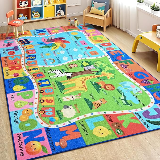 Kids Rug for Playroom, 5x7 ABC Educational Carpet for Classroom, Fun Alphabet - Image 7