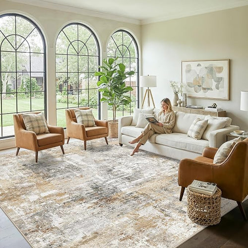 12x12ft Square Living Room Rug – Non-Slip Washable Extra Large Floor Carpet - Image 2