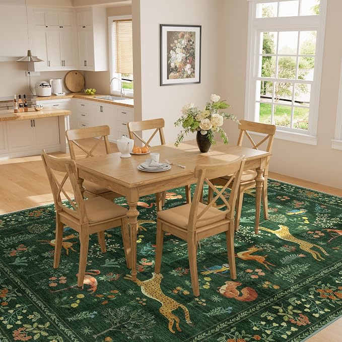 DUKINO 8x10 Rug, Washable Animal Living Room Rug - Image 6