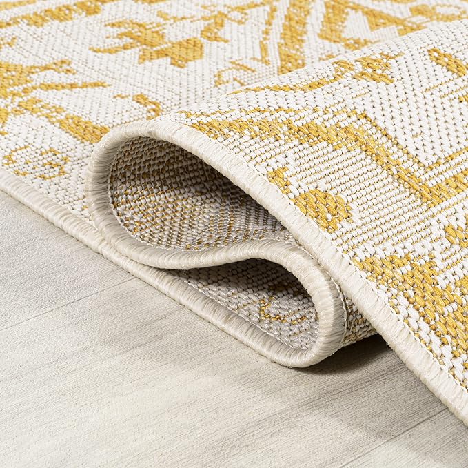 JONATHAN Y Boho Medallion Indoor Outdoor Area Rug 5X8 Cream/Yellow, Estrella - Image 6
