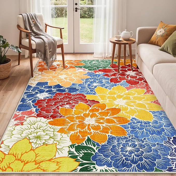 GENIMO Indoor Outdoor Area Rug 9'x12', Machine Washable Rugs - Image 9