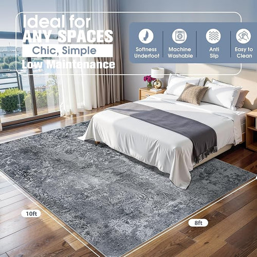 8x10 Area Rugs for Living Room Rug Washable: Abstract Large Rug for Dining Room - Image 2