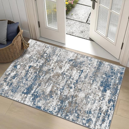 3x5 Area Rug Washable Entryway Rug Non Slip Abstract Tear and Stain Resistance by TTelephant