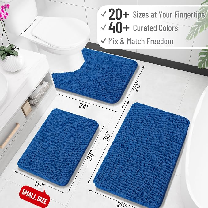 OLANLY Bathroom Runner Rugs 59x24, Soft Absorbent Chenille Bath Rugs, Rubber - Image 2