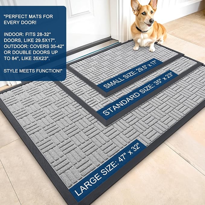 OLANLY Front Door Mat Outside Entrance 59x34, Heavy Duty Sturdy Natural Rubber - Image 2
