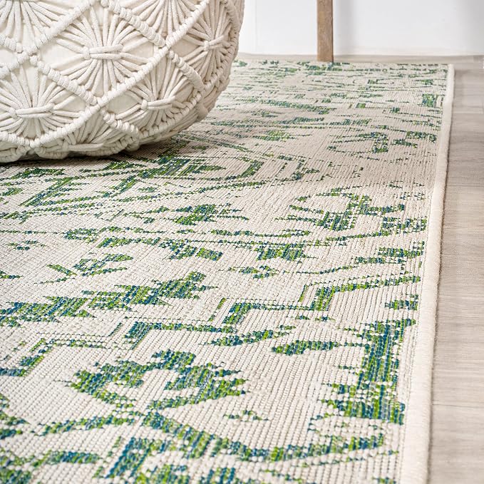 JONATHAN Y Boho Medallion Indoor Outdoor Square Area Rug 5X5 Green/Cream - Image 4