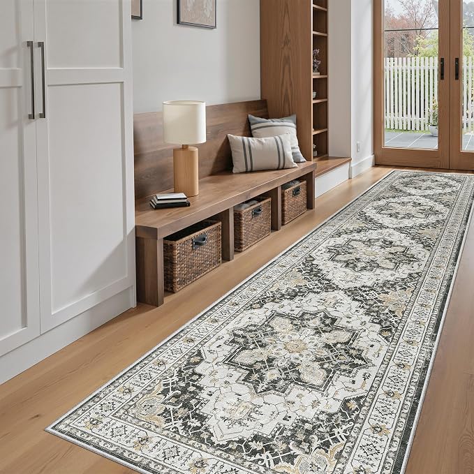 Madane Hallway Runner Rug 2'6''x12' Kitchen Runner, Non Slip Vintage Runners - Image 2