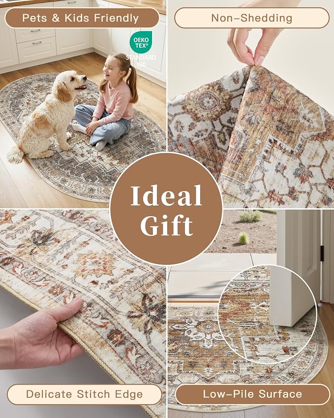 Madane Washable Half Circle Round Rug 2x3, Small Half Moon Rug Entryway - Image 6