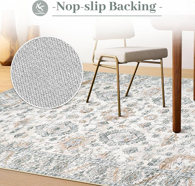 XLUEZ Area Rug 8x10 Living Room Rug, Machine Washable Vintage Distressed Boho - Image 7