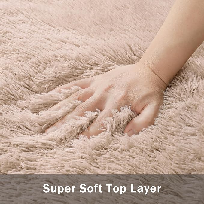 8x10 Area Rug for Living Room:Ultra Soft Fluffy Shag Beige Rugs, Large Fuzzy - Image 8