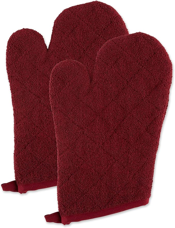 DII Basic Terry Collection 100% Cotton Quilted, Oven Mitt, 2 Piece by DII