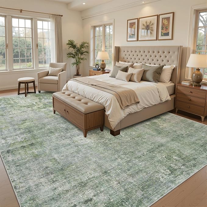 Soalmost Abstract Rug 8x10 Large Living Room Rugs Neutral Modern Washable Area - Image 3