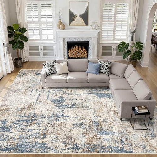 12x15 Area Rug Washable Rugs: Living Room Large Abstract Modern Soft Stain by LOONGRUG