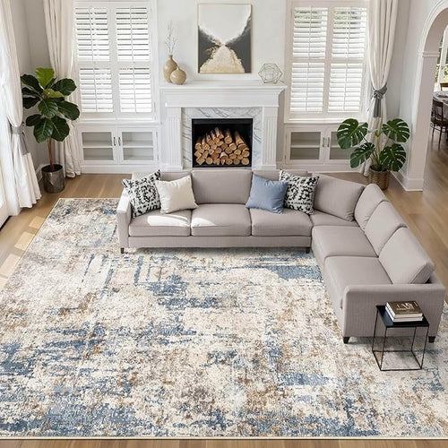 10x14 Area Rugs Living Room: Washable Large Abstract Modern Soft Rug Stain by LOONGRUG