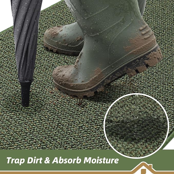 BEQHAUSE Dirt Trapper Door Mat 17" x 30" Half Circle Non Slip Washable Doormats - Image 3