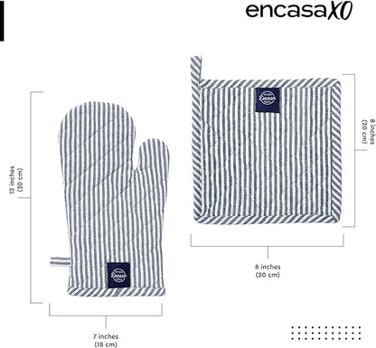 Encasa XO Heat Resistant 100% Cotton Oven Glove & Potholder Set - Image 2