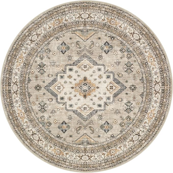5ft Round Vintage Living Room Area Rug - Image 9
