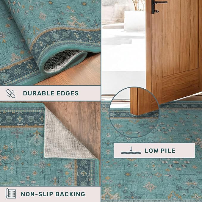 Washable Teal Rugs for Entryway Indoor - Image 5