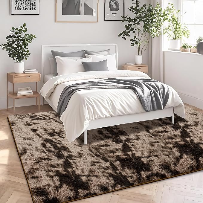 8x10 Tie-Dyed Brown Area Rugs for Living Room, Large Fluffy Shag Rug for - Image 3