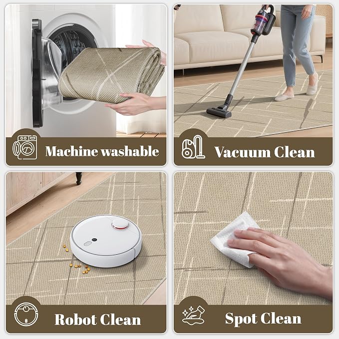 3x5 Area Rug Washable Entryway Rug Non Slip Modern Tear and Stain Resistance No - Image 3