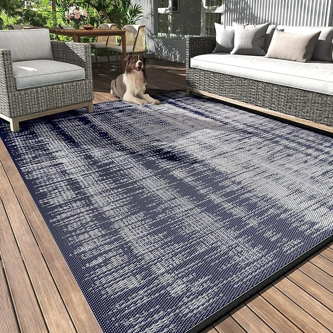MontVoo Outdoor Rug Waterproof 9x12ft Outdoor Patio Rug Mat Reversible Plastic by MontVoo