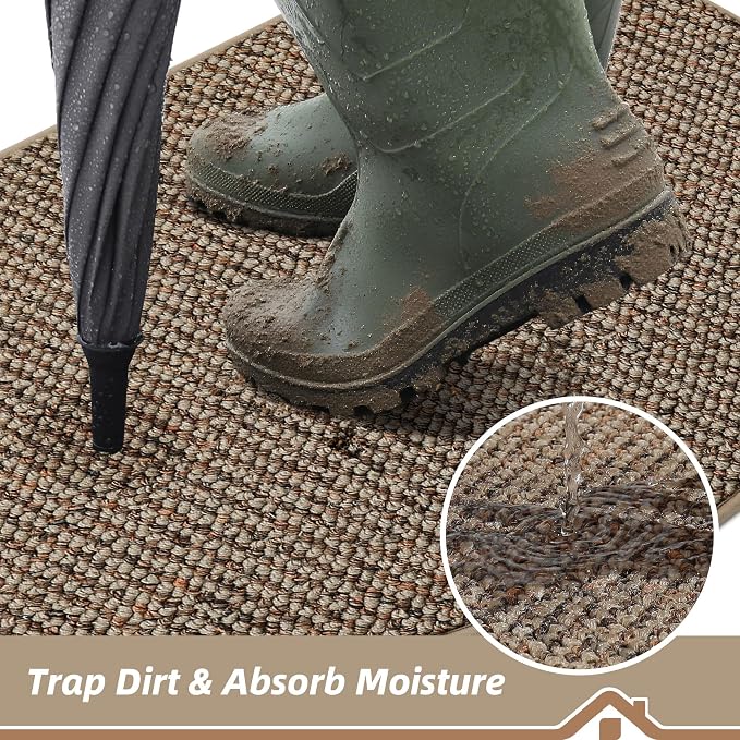 BEQHAUSE Dirt Trapper Door Mat 26" x 40" Half Circle Non-Slip Washable Doormats - Image 3