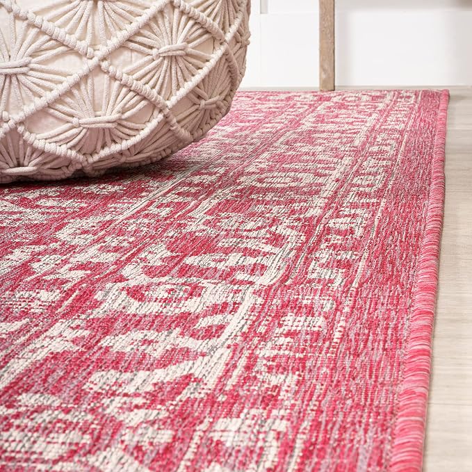JONATHAN Y Boho Medallion Indoor Outdoor Area Rug 3X5 Fuchsia/Light Gray - Image 8