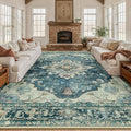 RELEANY Area Rugs Large 10'x12' Washable Non-Slip, Floral Vintage Distress by RELEANY