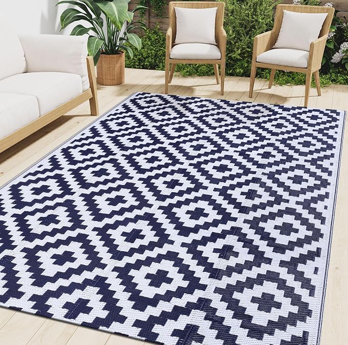 Smiry Waterproof Outdoor Rug 8x10 ft, Reversible Plastic Straw Patio Camping by Smiry