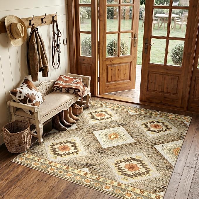 BESTSWEETIE Area Rug 6x6 Rug Machine Washable Non-Slip Low Pile Print Pattern by BESTSWEETIE