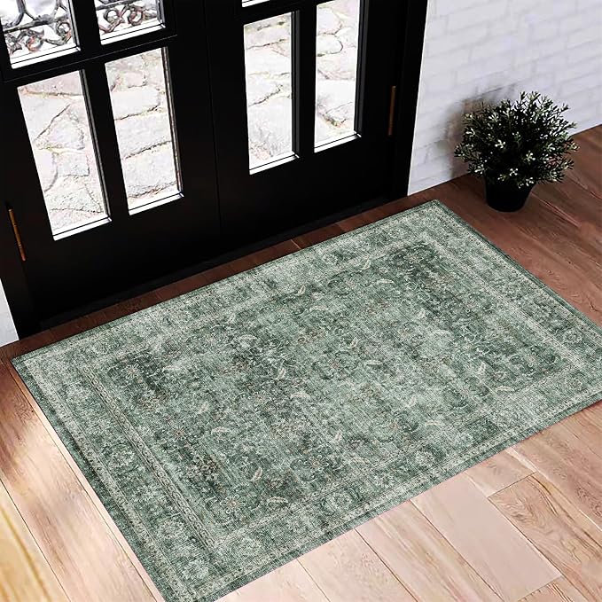 CHAMPLANT Washable Area Rug 2'x3' Door Mat Vintage Distressed Doormat Indoor by CHAMPLANT