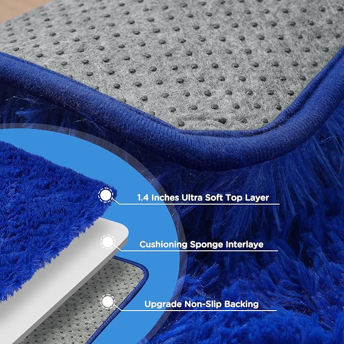 Small Throw Blue Rug for Bedroom, 2x3 Feet Fluffy Shag Area Rugs for Living - Image 7