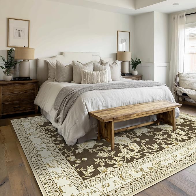 Browm Farmhouse Washable 9x12 Area Rugs - Image 7
