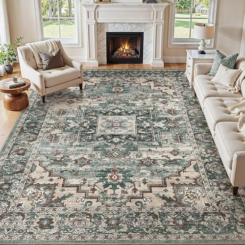 9x12 Area Rugs Living Room: Washable Vintage Rug Large Non-Slip Stain Resistant by JessibouAreaRug