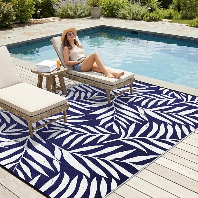 Smiry Outdoor Rug 8x10 ft, Waterproof Reversible Plastic Straw Rugs, Outdoor - Image 3