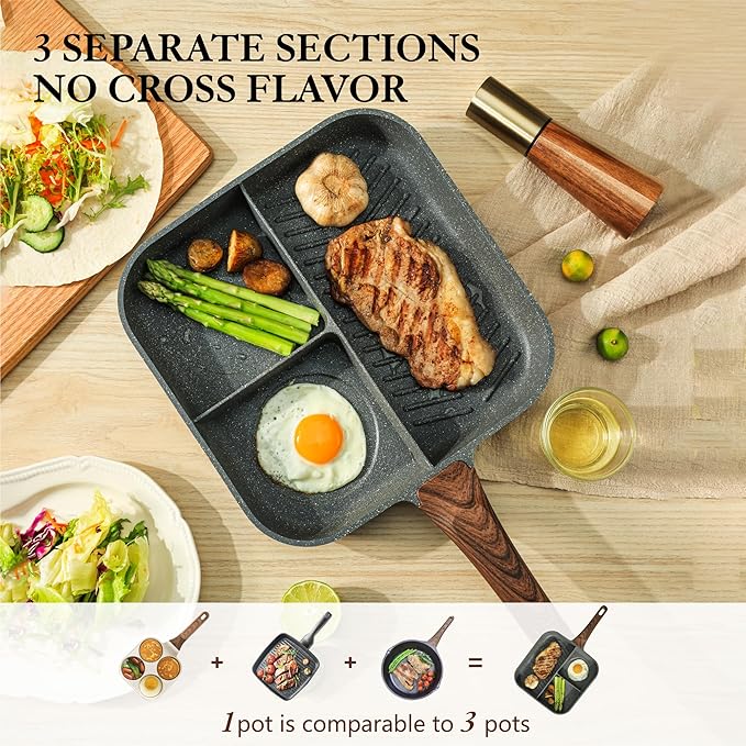 SENSARTE Nonstick Divided Grill Pan - Image 3