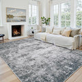 Area Rug 10x14 Living Room Rug Washable: No-Slip Abstract Soft Thin Large Gray by Oriannal